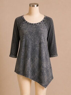 SPLA 2XL Charcoal Mineral Washed Raglan Tunic Top